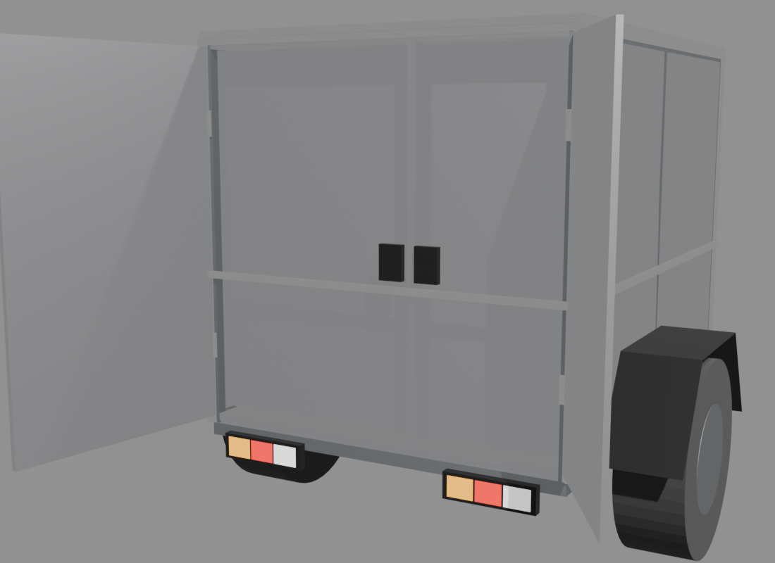 Rear doors open on hinges