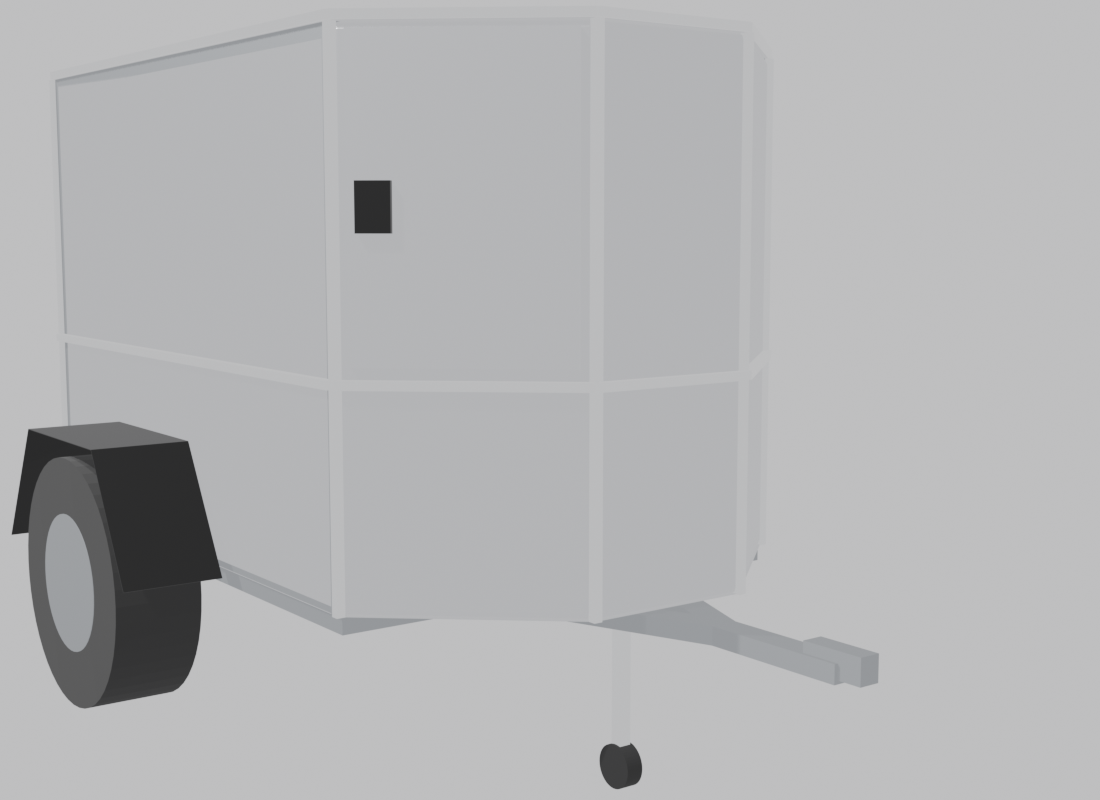 v3 front three-quarter — prow door, belt trim, A-frame and jockey